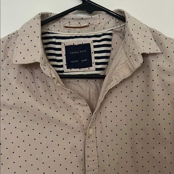 Cactus Boys Cream and Navy Polka Dot Shirt - Picture 5 of 5
